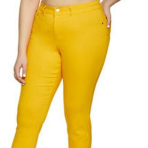 new yellow pants 1x 2x plus size 16 17 18 19 jeans - Picture 3 of 3